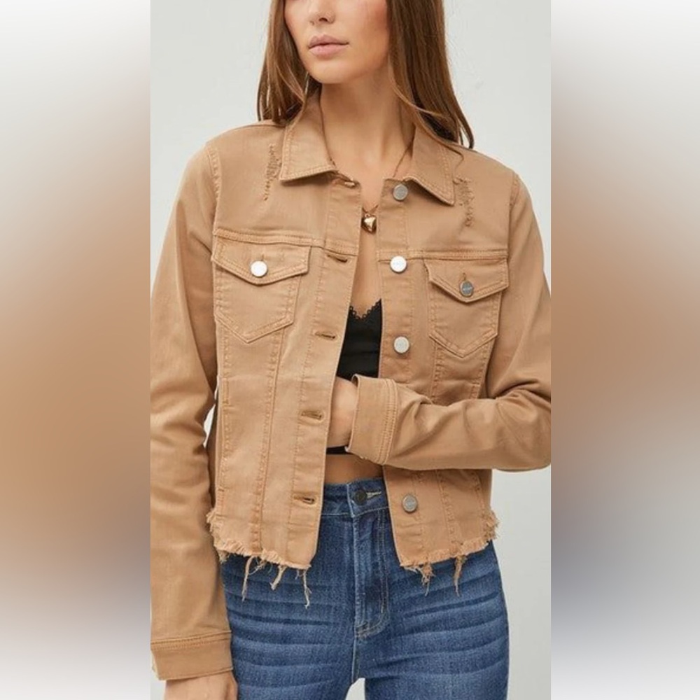Stylish Tan Denim Jacket women size 3X